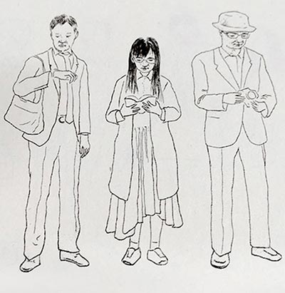 「新潮」2019年1月号の谷川俊太郎氏の「普通の人々」挿絵